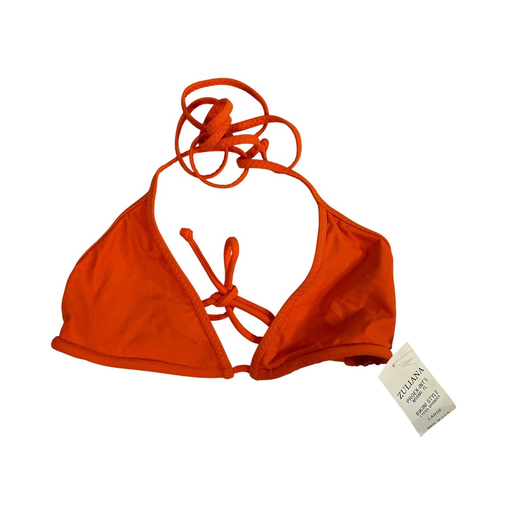 Zuliana Sun & Sea Orange Triangle Bikini Top NWT Large VTG Y2K USA Lycra Spandex